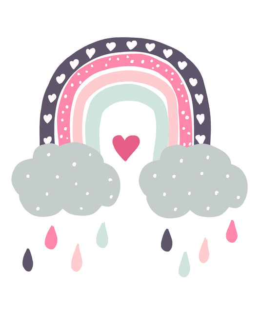 Heart-Filled Rainbow Nursery Whimsy Wall Mural