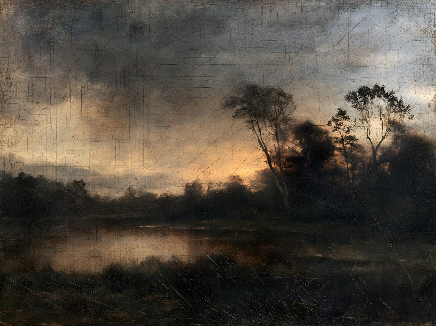 Aged Dusk Over the Water Wall Mural