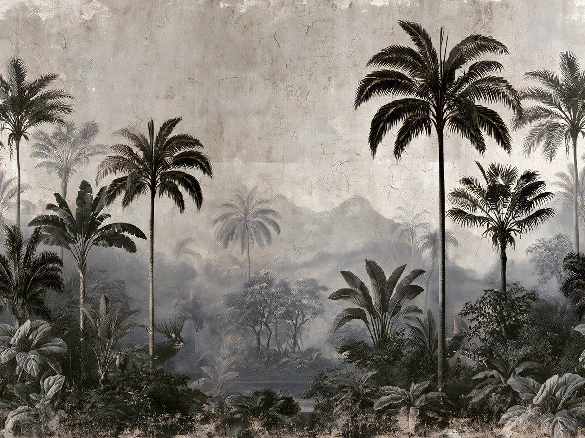 Vintage Palm Grove Mist Wall Mural in your room