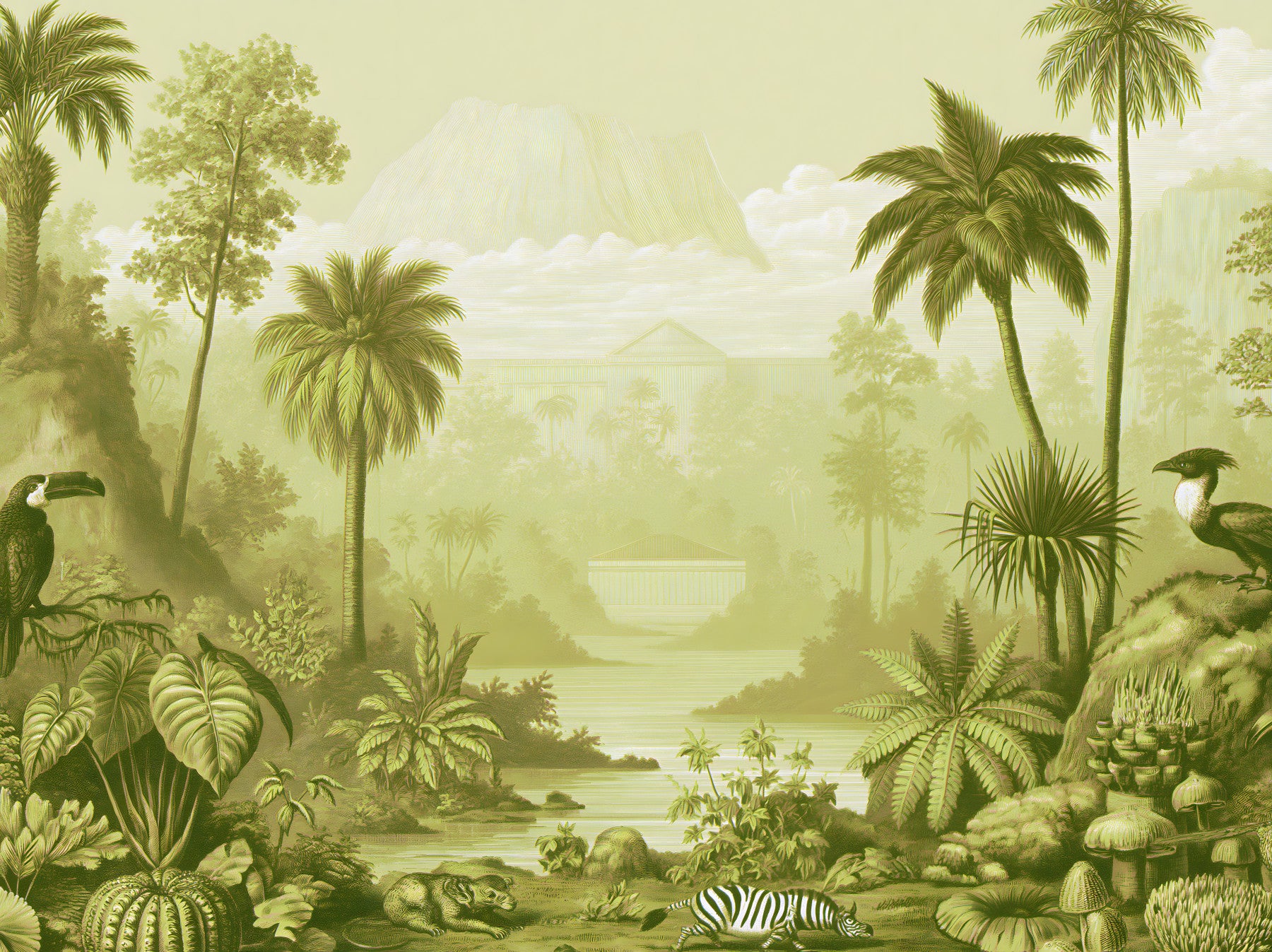 Verdant Jungle Panorama Wall Mural