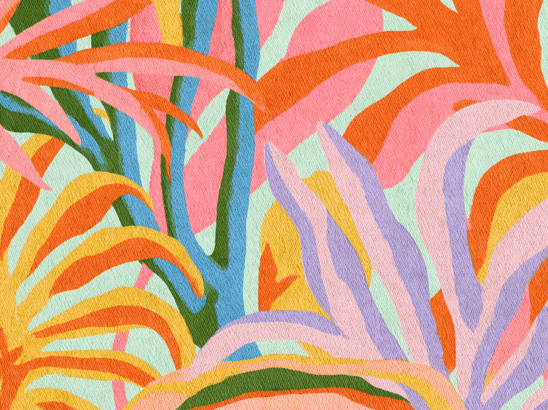 Vibrant Abstract Botanical Foliage Wall Mural