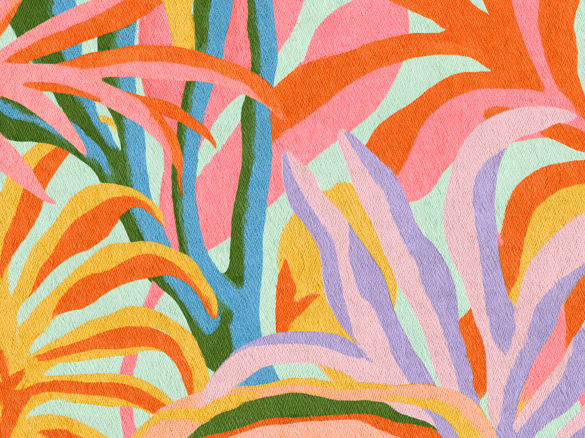 Vibrant Abstract Botanical Foliage Wall Mural in your room