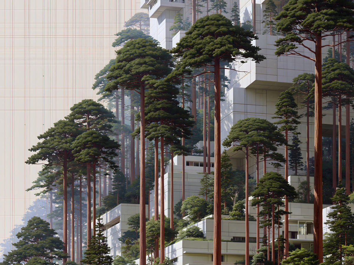 Geometric Pine Grove Habitat Wall Mural in your room