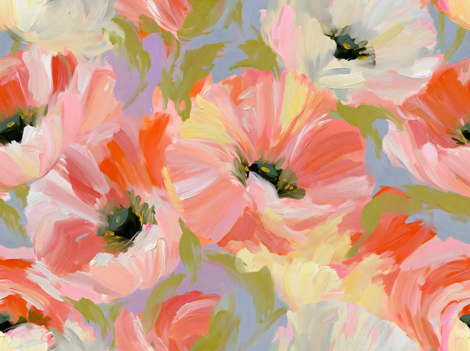 Impressionist Poppy Garden Wall Mural