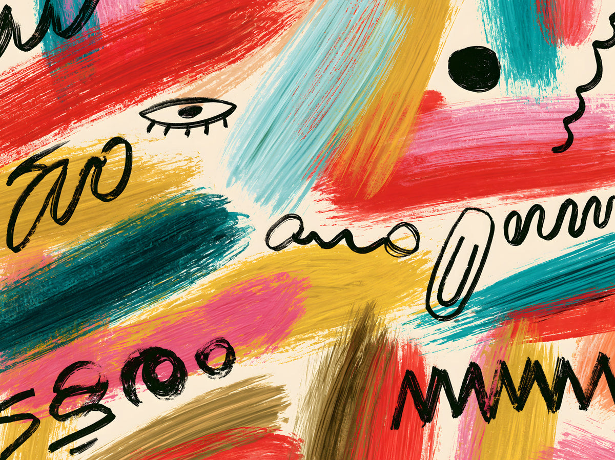Vibrant Abstract Brushstroke Expression Wall Mural in your room