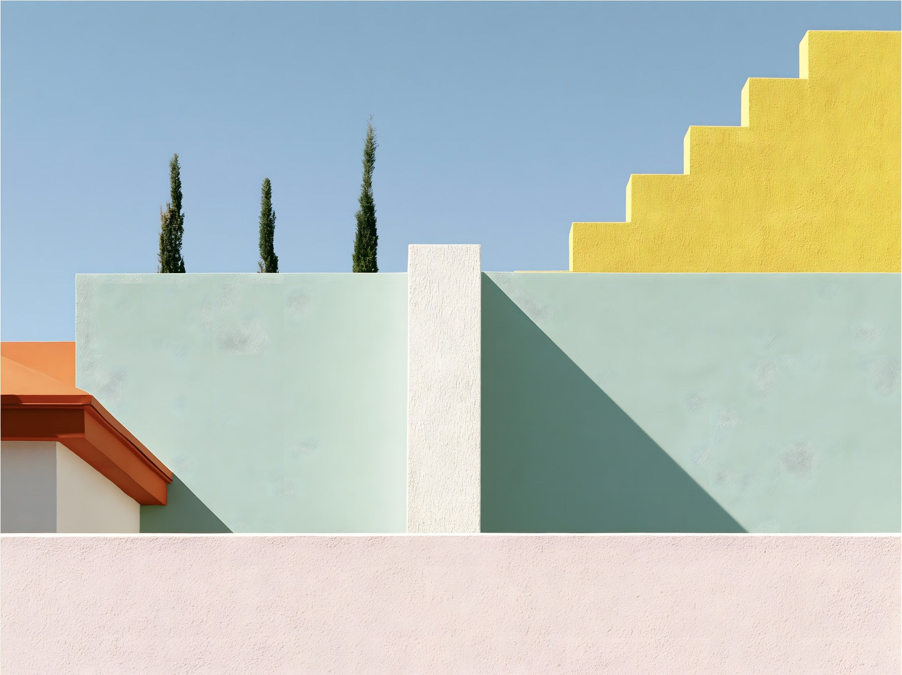 Minimalist Mediterranean Geometric Facade Wall Mural