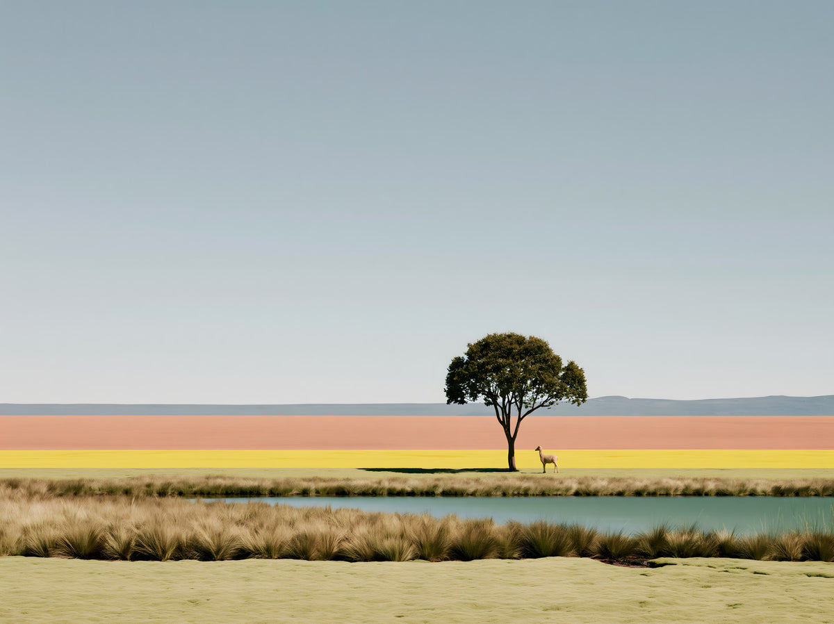 Minimalist Desert Oasis Landscape Wall Mural in your room