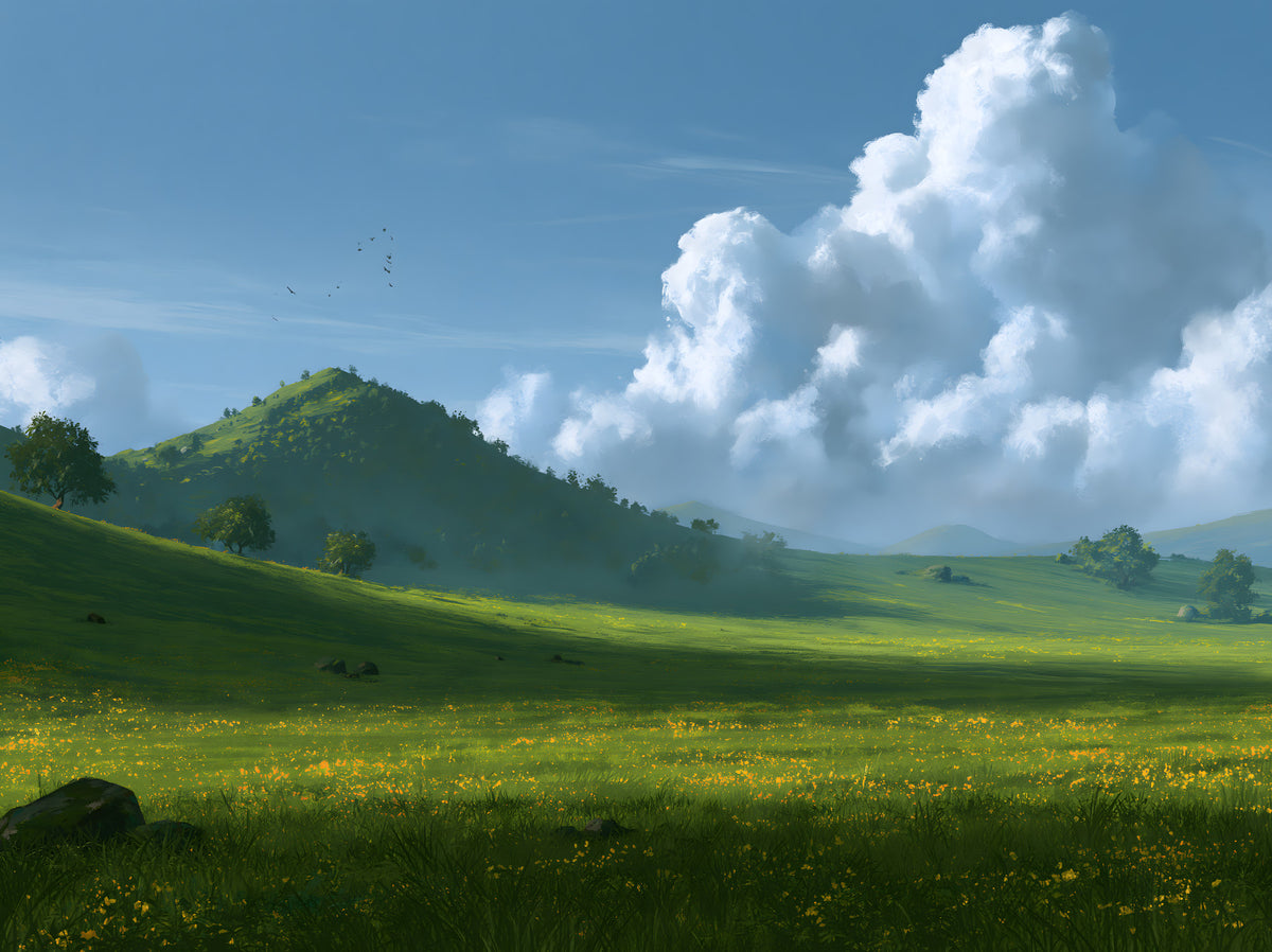 Rolling Green Hills and Summer Skies Wall Mural
