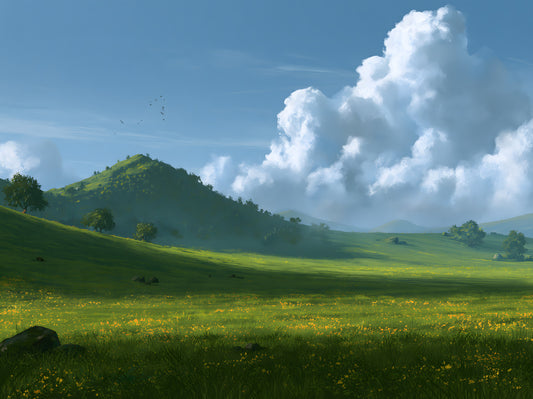 Rolling Green Hills and Summer Skies Wall Mural