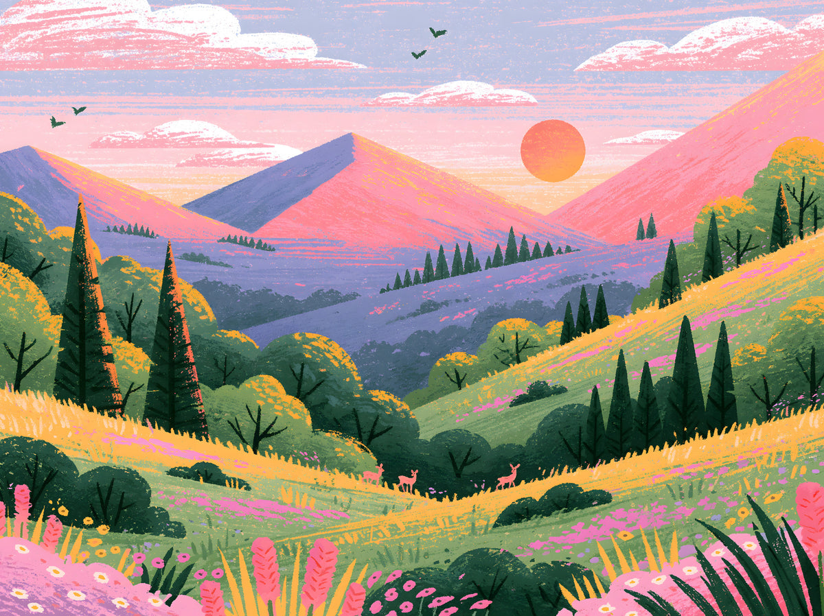 Serene Mountain Valley Vista Wall Mural in your room