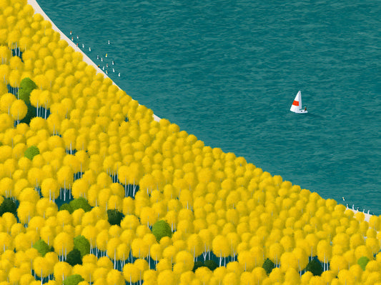 Isometric Autumn Sailing Journey Wall Mural