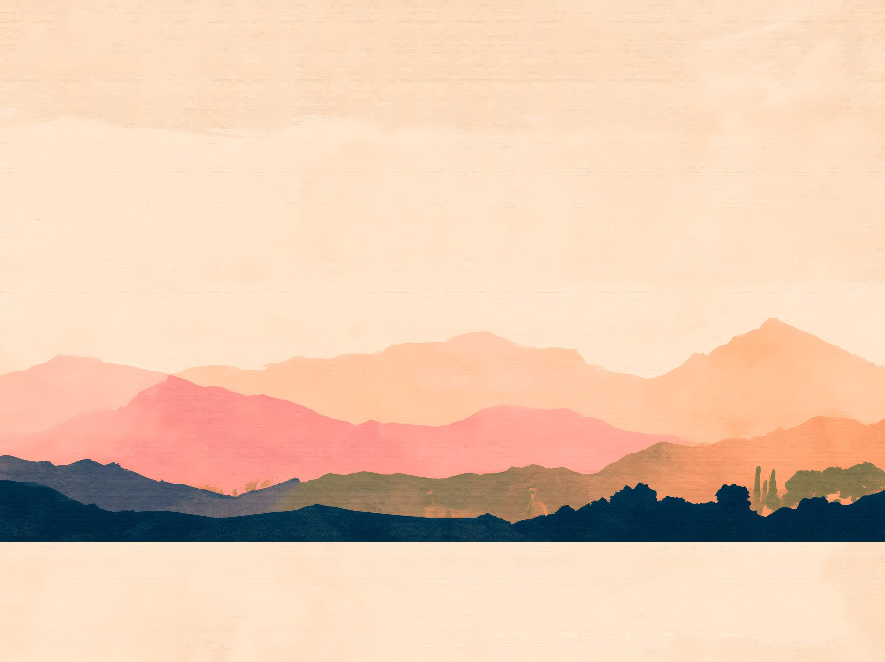 Serene Sunset Mountain Peaks Wall Mural