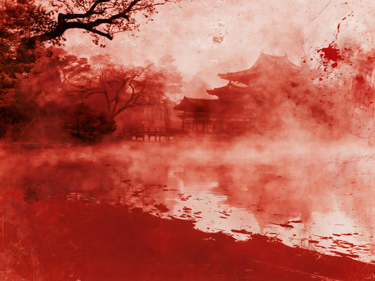 Ethereal Red Temple Waters Wall Mural