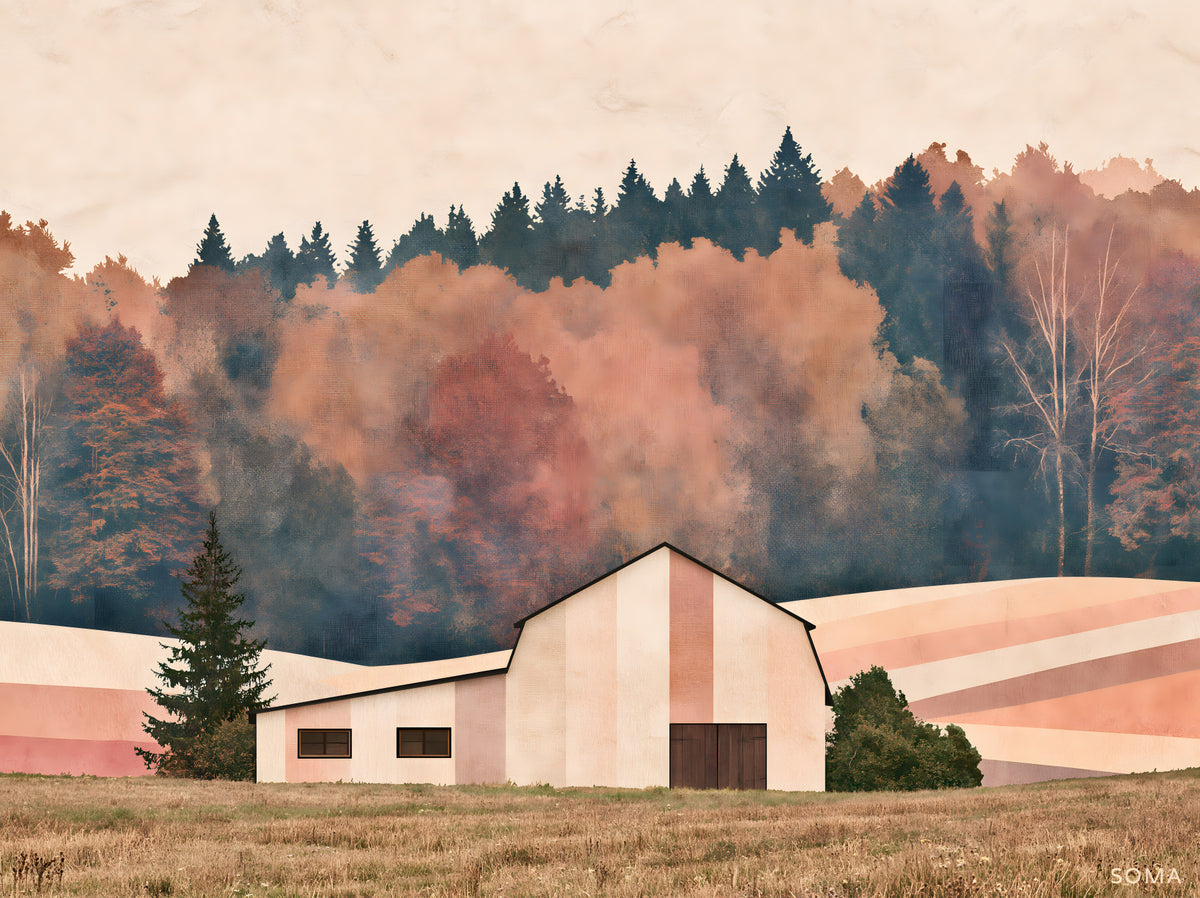 Rustic Autumnal Barn Countryside Wall Mural in your room — zoomed