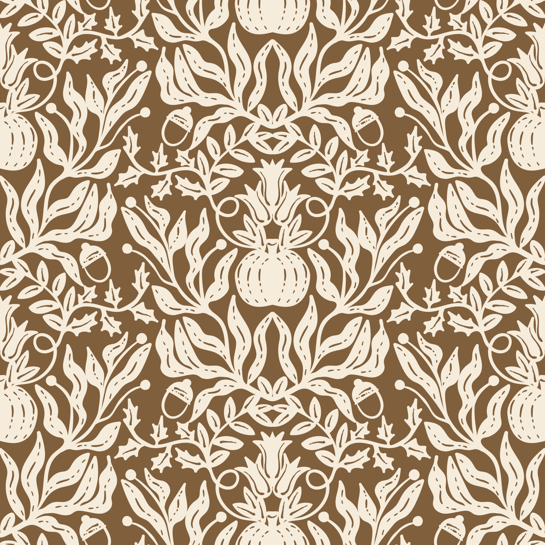 Rustic Autumn Harvest Linocut Wallpaper⁠