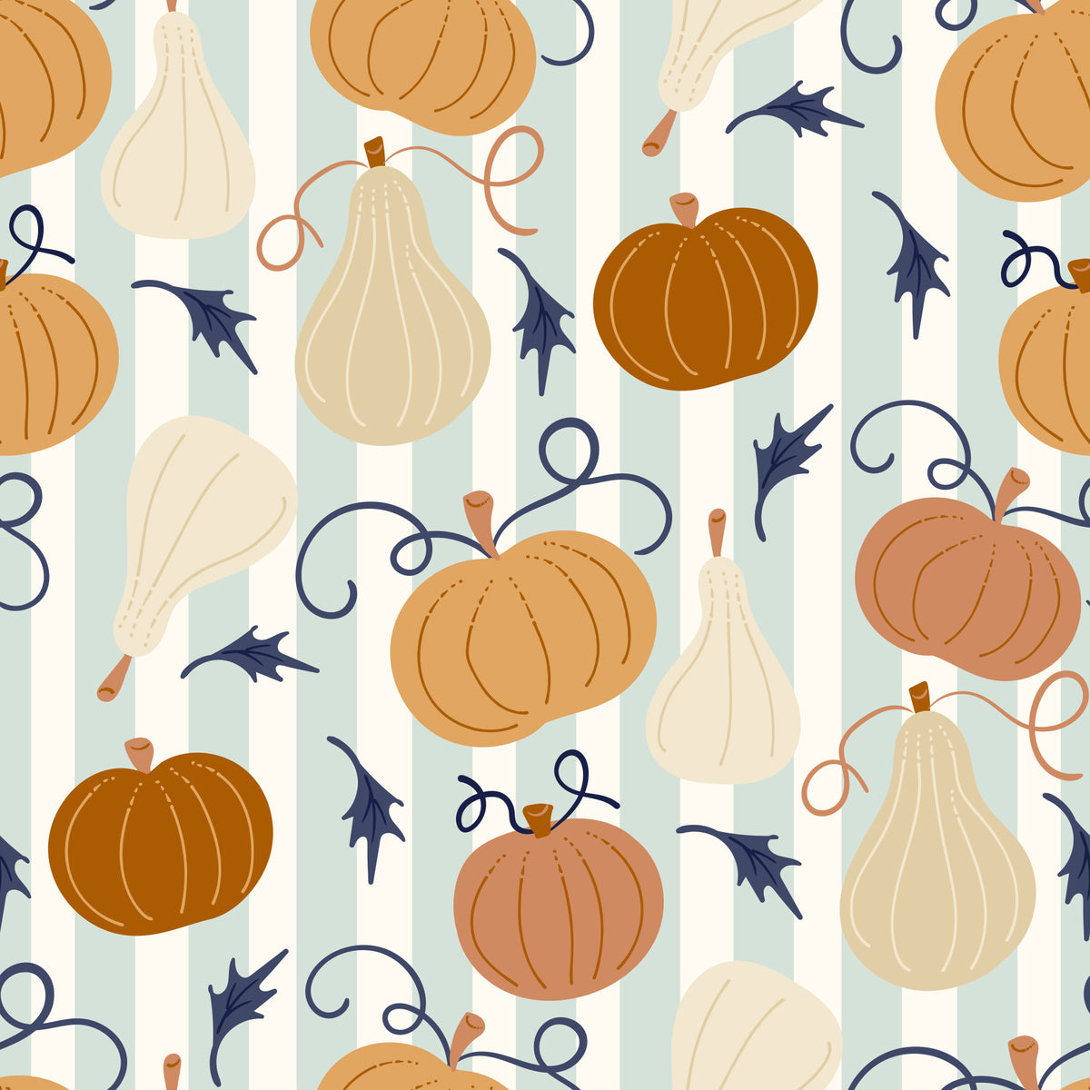 Autumn Harvest Striped Pumpkin Motif Wallpaper⁠ in your room