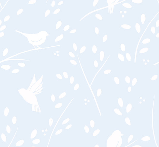 Pastel Blue Winter Birds Wallpaper⁠