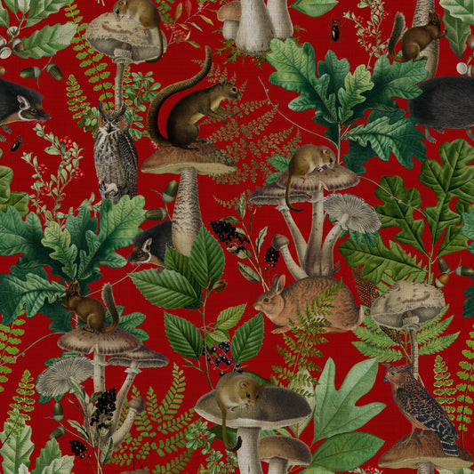 Enchanted Red Woodland Forest Wallpaper⁠