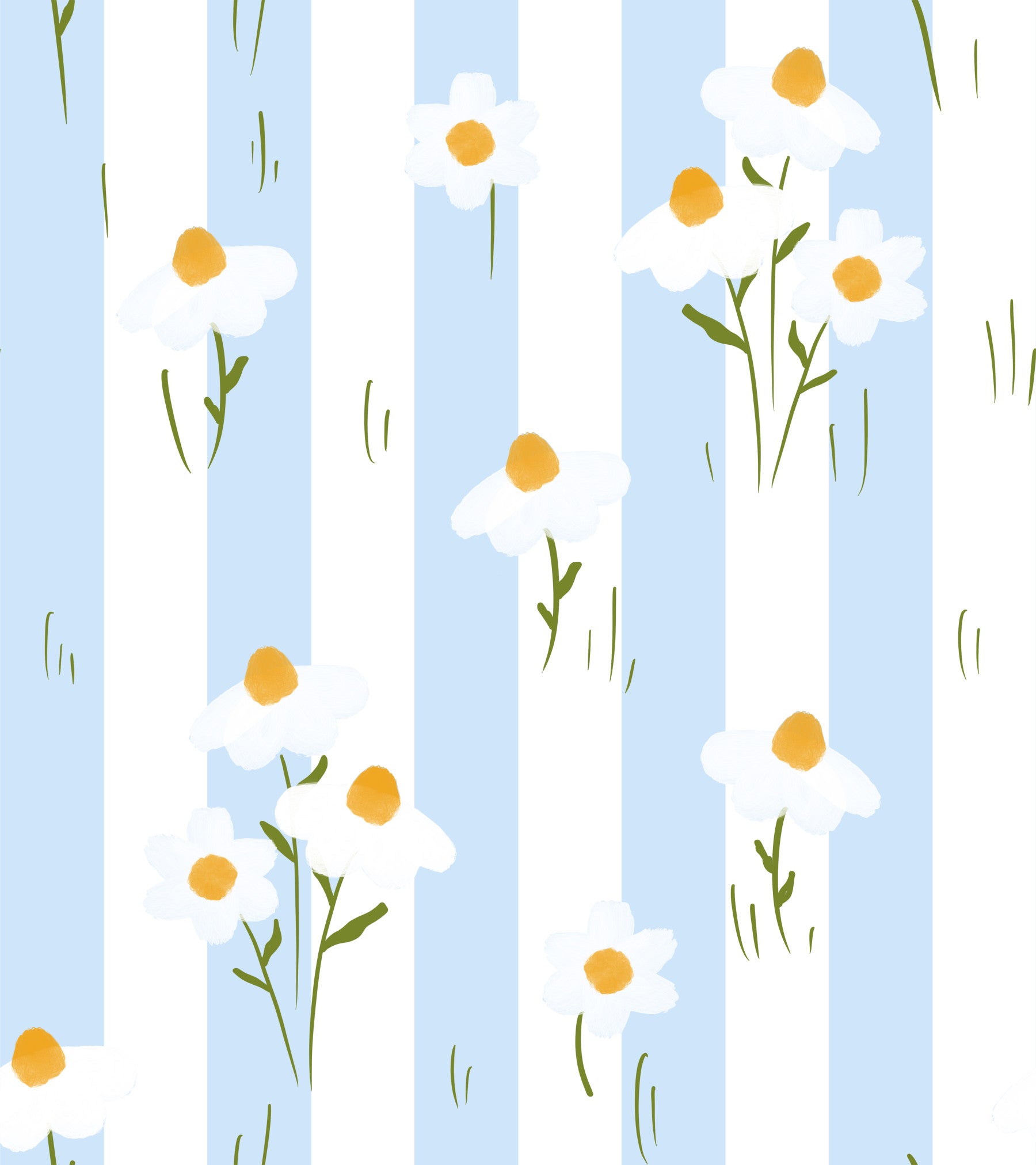 Striped Meadow Daisies Wallpaper⁠