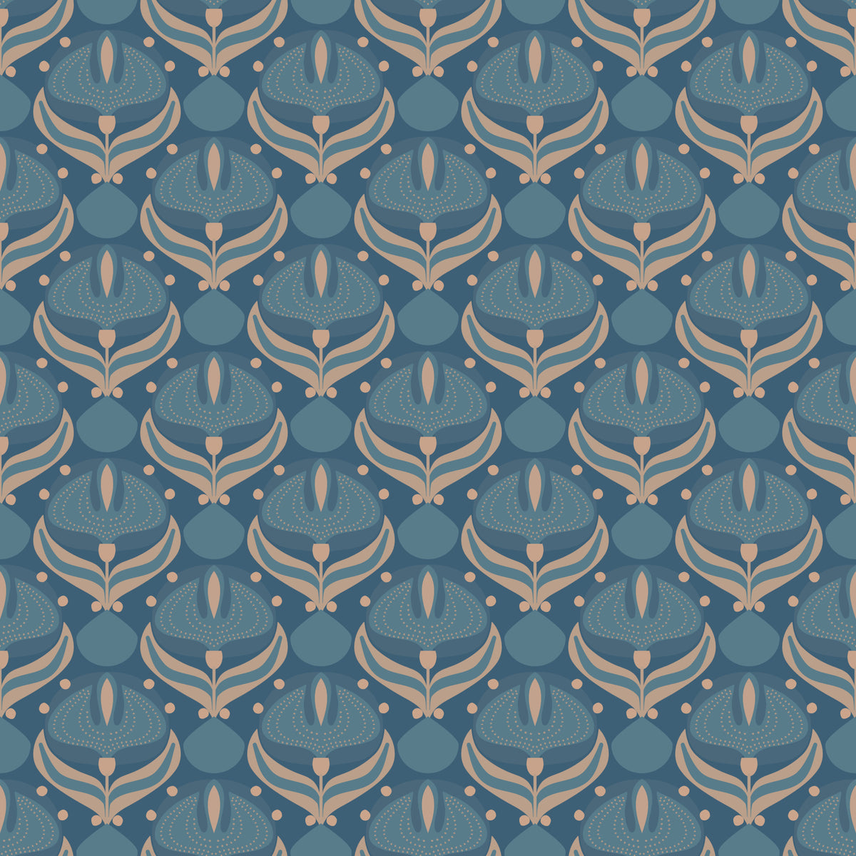 Midnight Lotus Bloom Geometric Wallpaper⁠