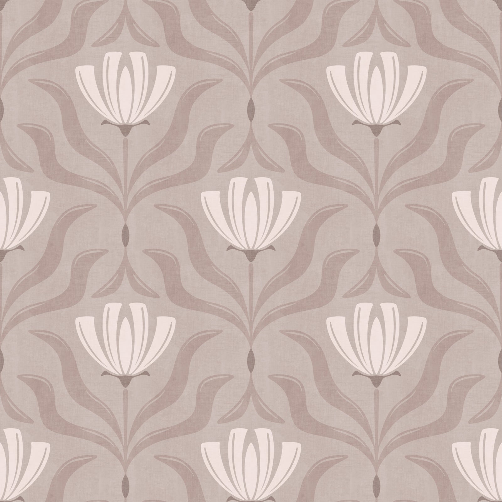 Minimalist Botanical Blossom Taupe Wallpaper⁠