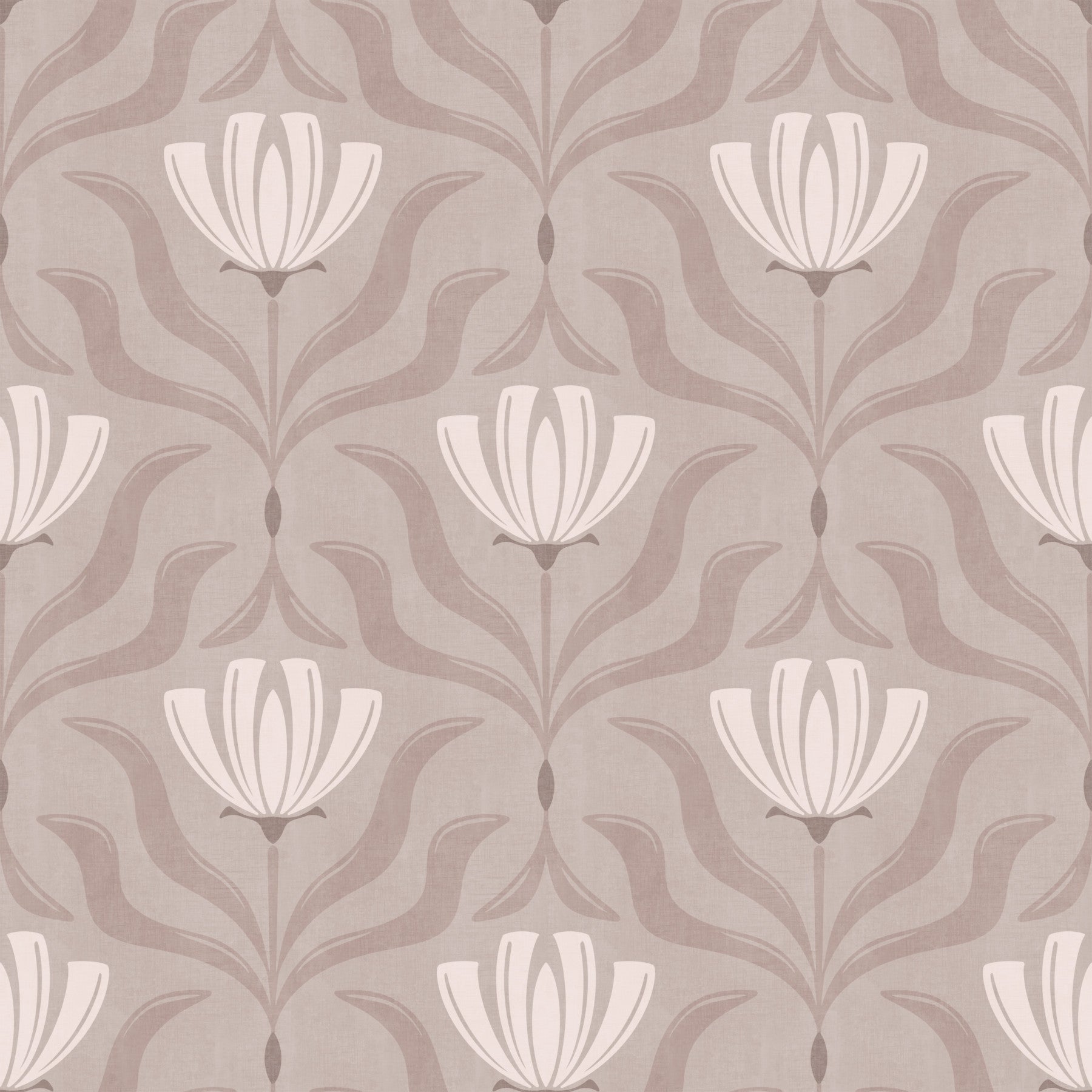 Minimalist Botanical Blossom Taupe Wallpaper⁠ in your room — zoomed