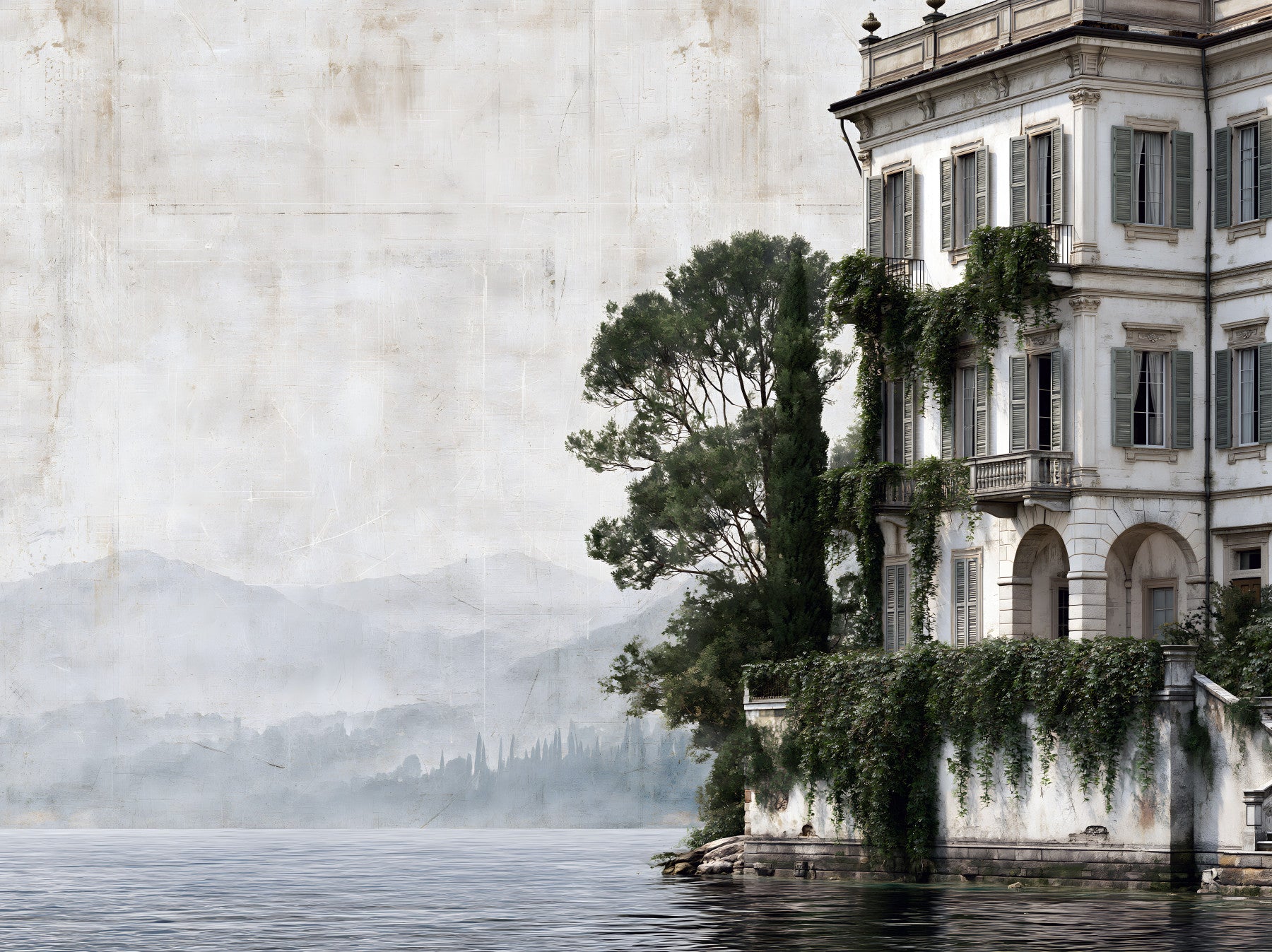 Italian Lakeside Villa Architectural View Wall Mural in your room — zoomed