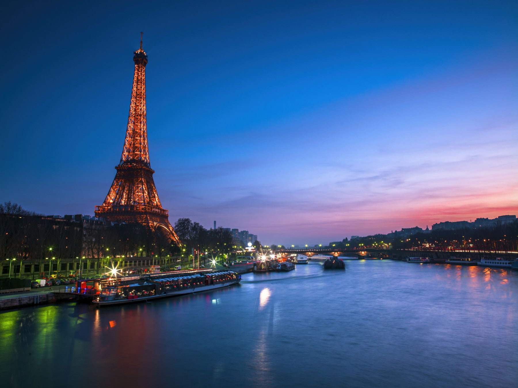 Parisian River Nightscape Wall Mural