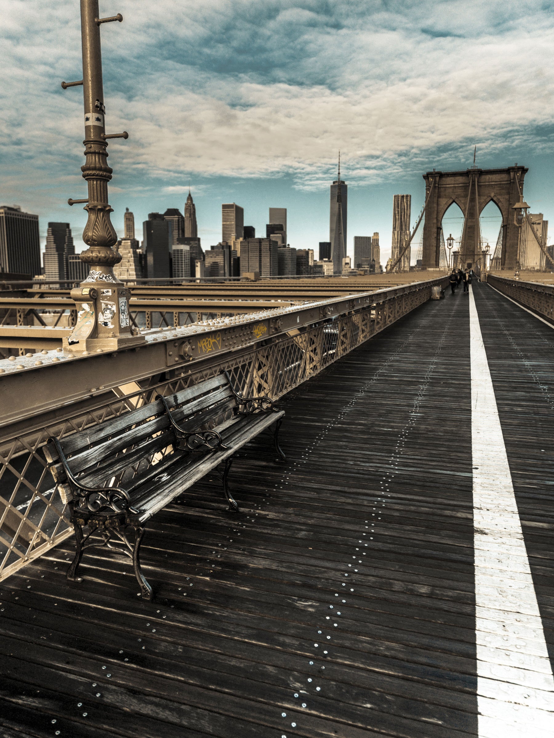 Brooklyn Bridge Pedestrian Walkway Skyline Wall Mural