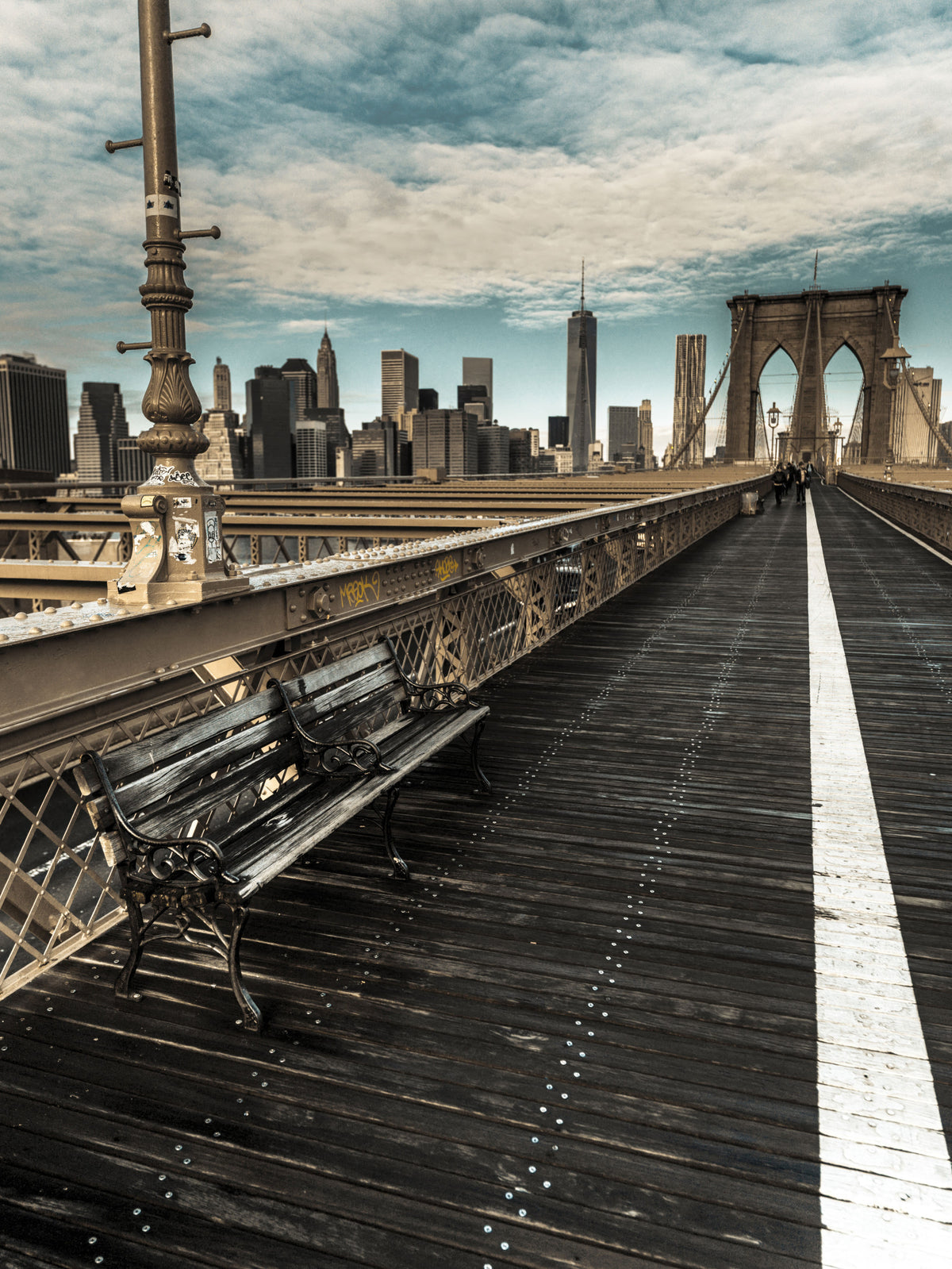 Brooklyn Bridge Pedestrian Walkway Skyline Wall Mural in your room — zoomed