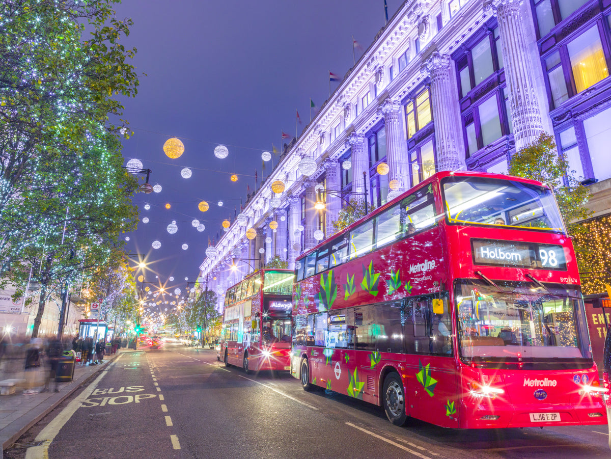 London Festive Street Scene Wall Mural in your room — zoomed
