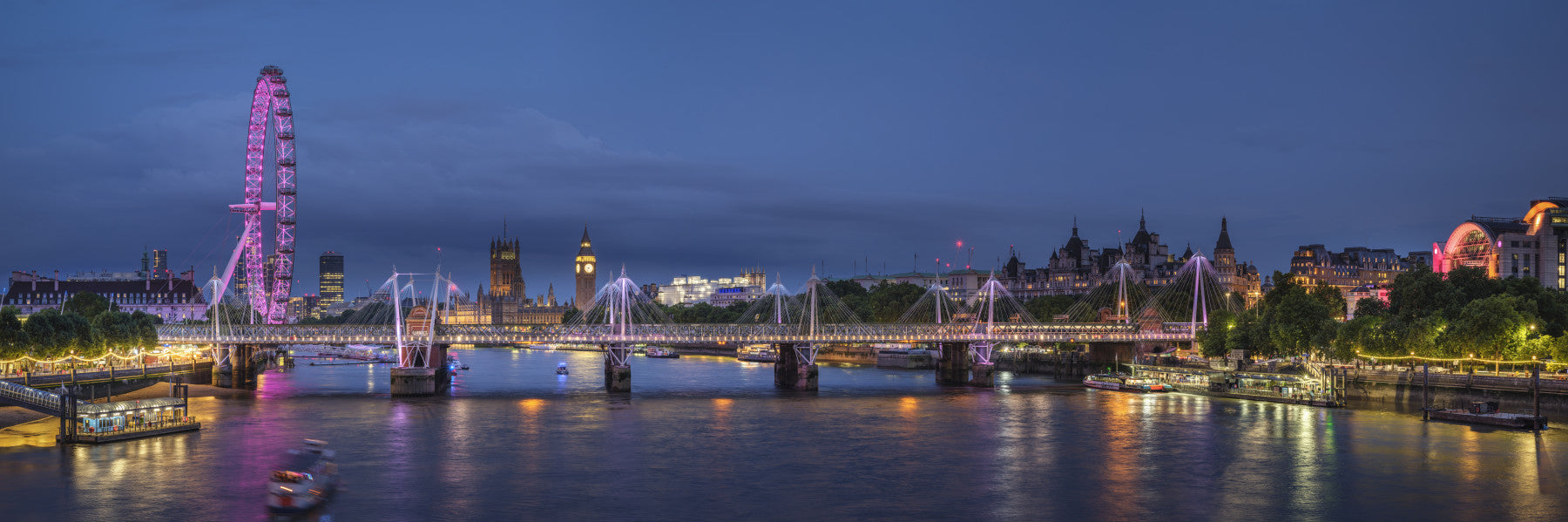 Evening Lights over the River Thames Wall Mural in your room — zoomed