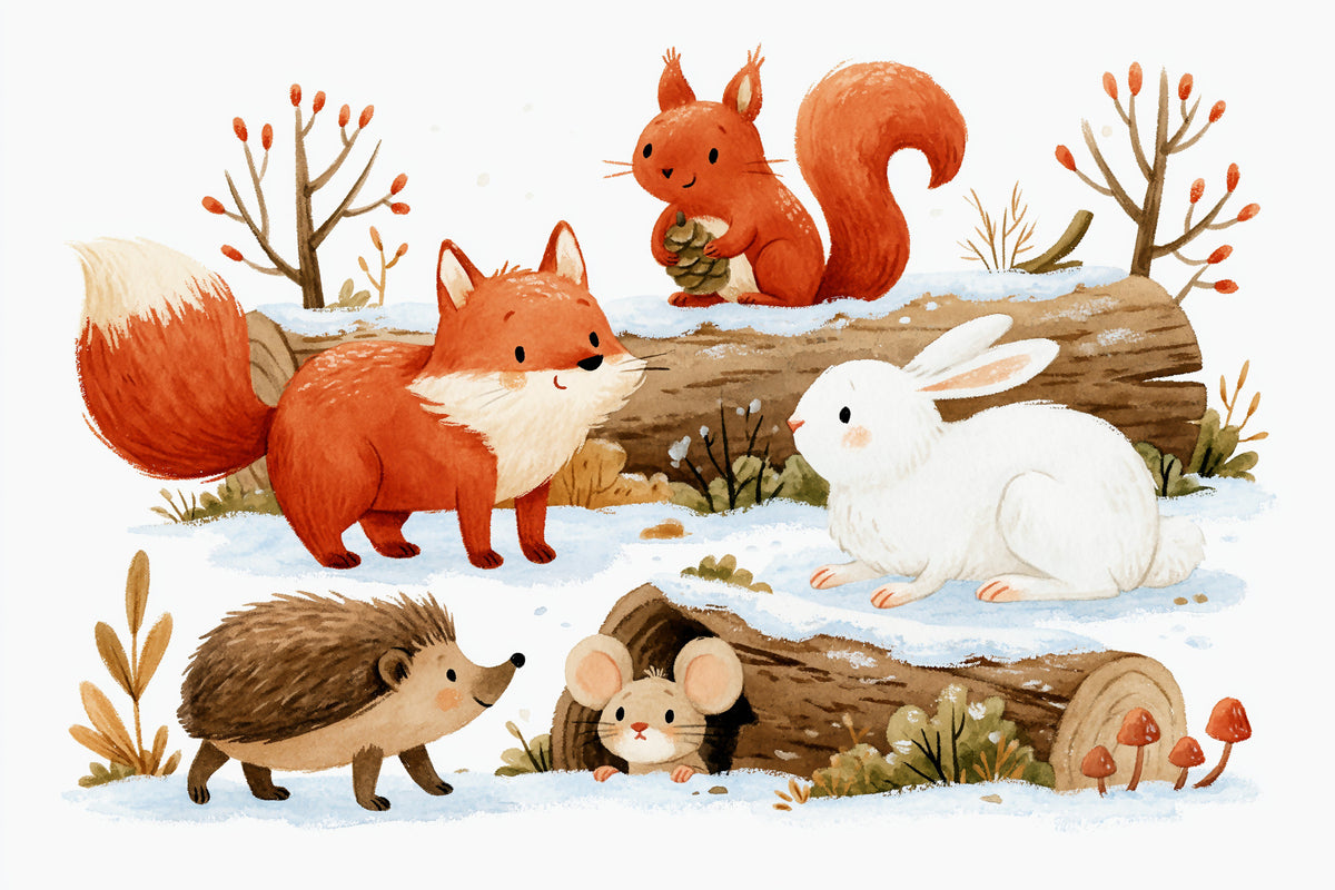 Winter Forest Friends Wall Mural in your room — zoomed