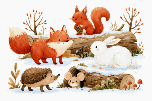 Winter Forest Friends Wall Mural