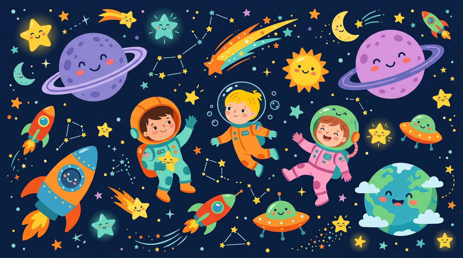 Little Astronauts Space Adventure Wall Mural in your room