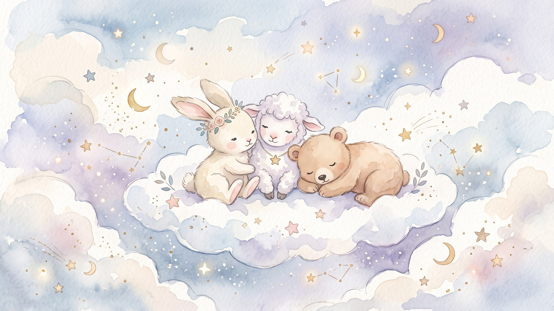 Celestial Animal Cuddle Wall Mural