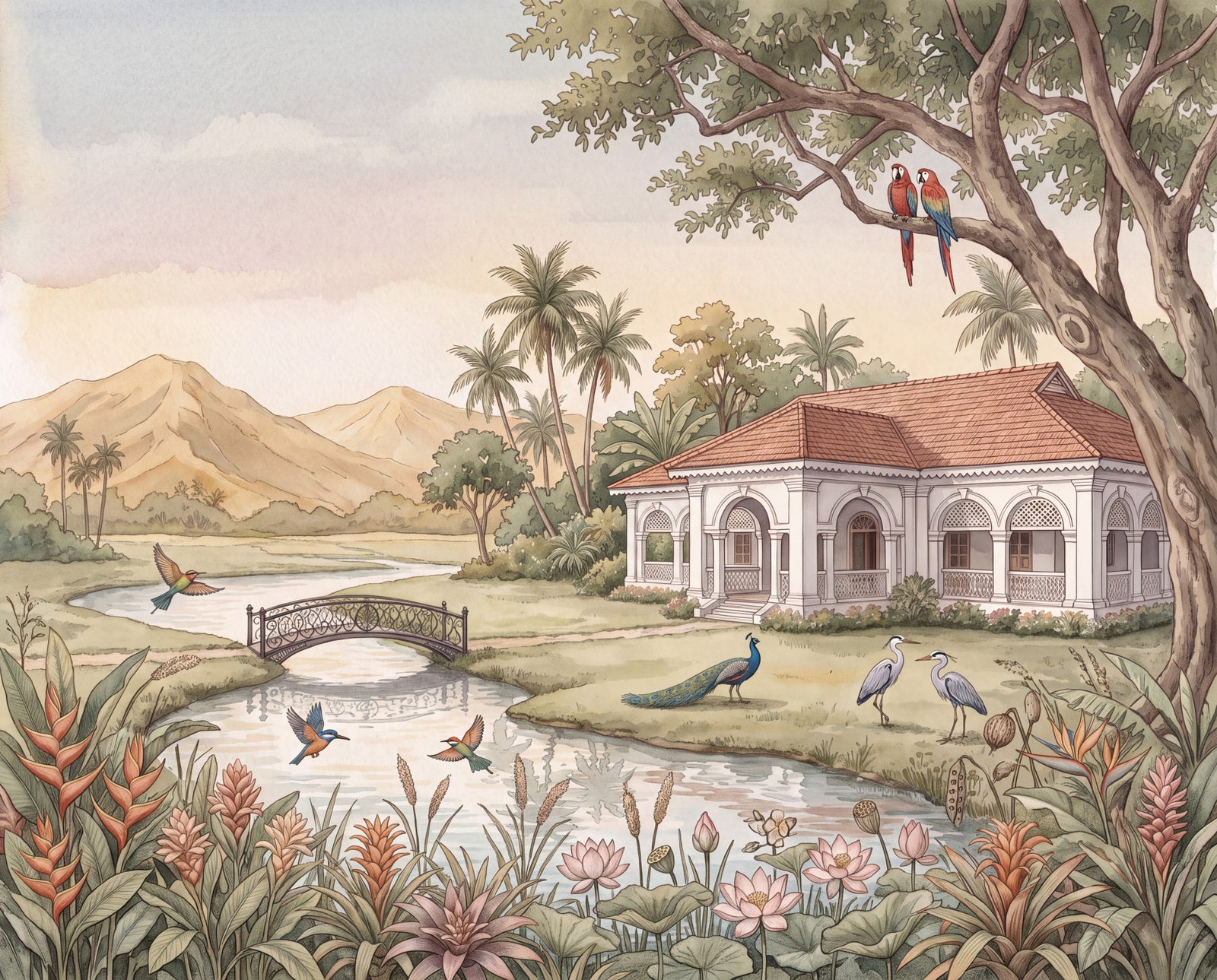 Whispering Garden Estate Wall Mural in your room