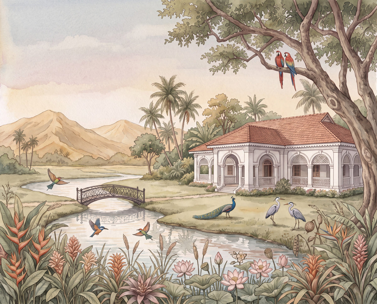 Whispering Garden Estate Wall Mural in your room — zoomed