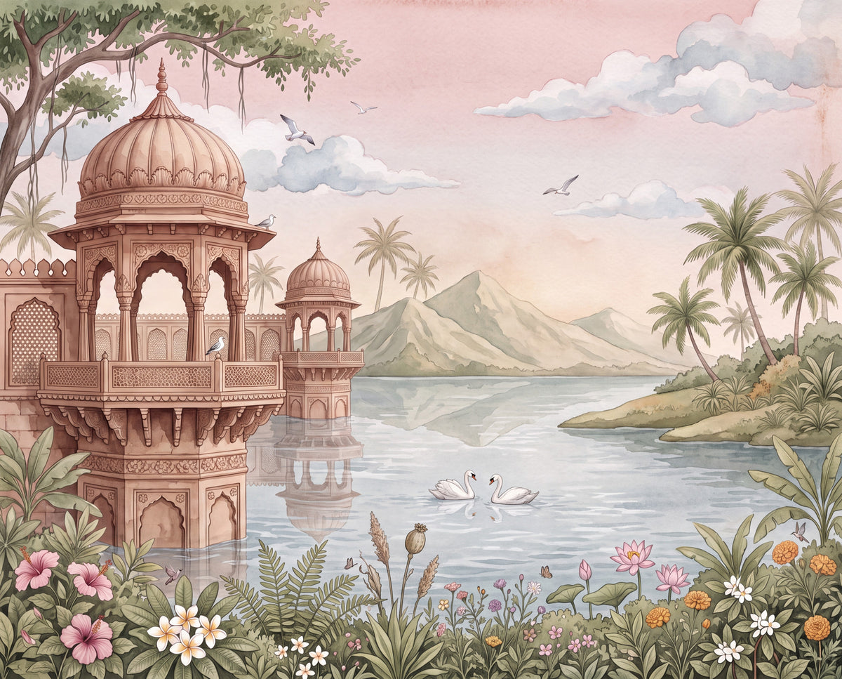 The Swan Lake Pavilion Wall Mural in your room