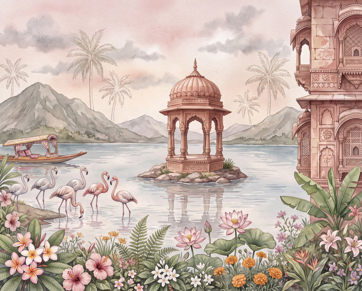 The Flamingo Lake Pavilion Wall Mural-RJM15