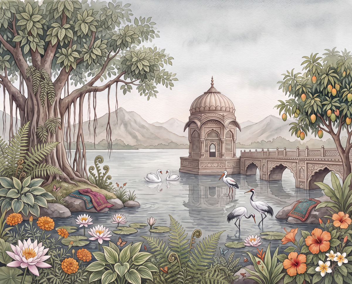 The Royal Banyan Garden Wall Mural in your room — zoomed