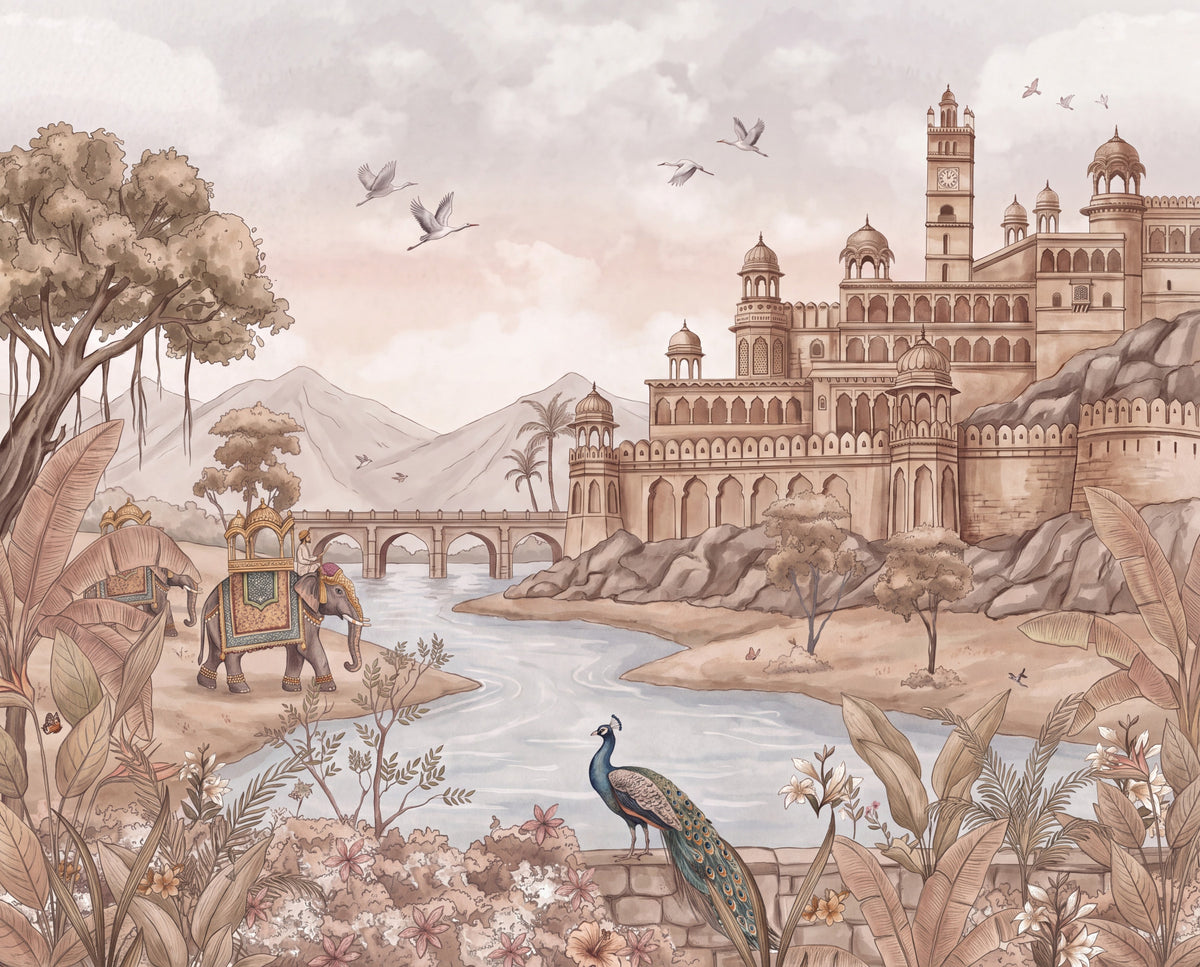 Rajputana River Palace Wall Mural in your room — zoomed