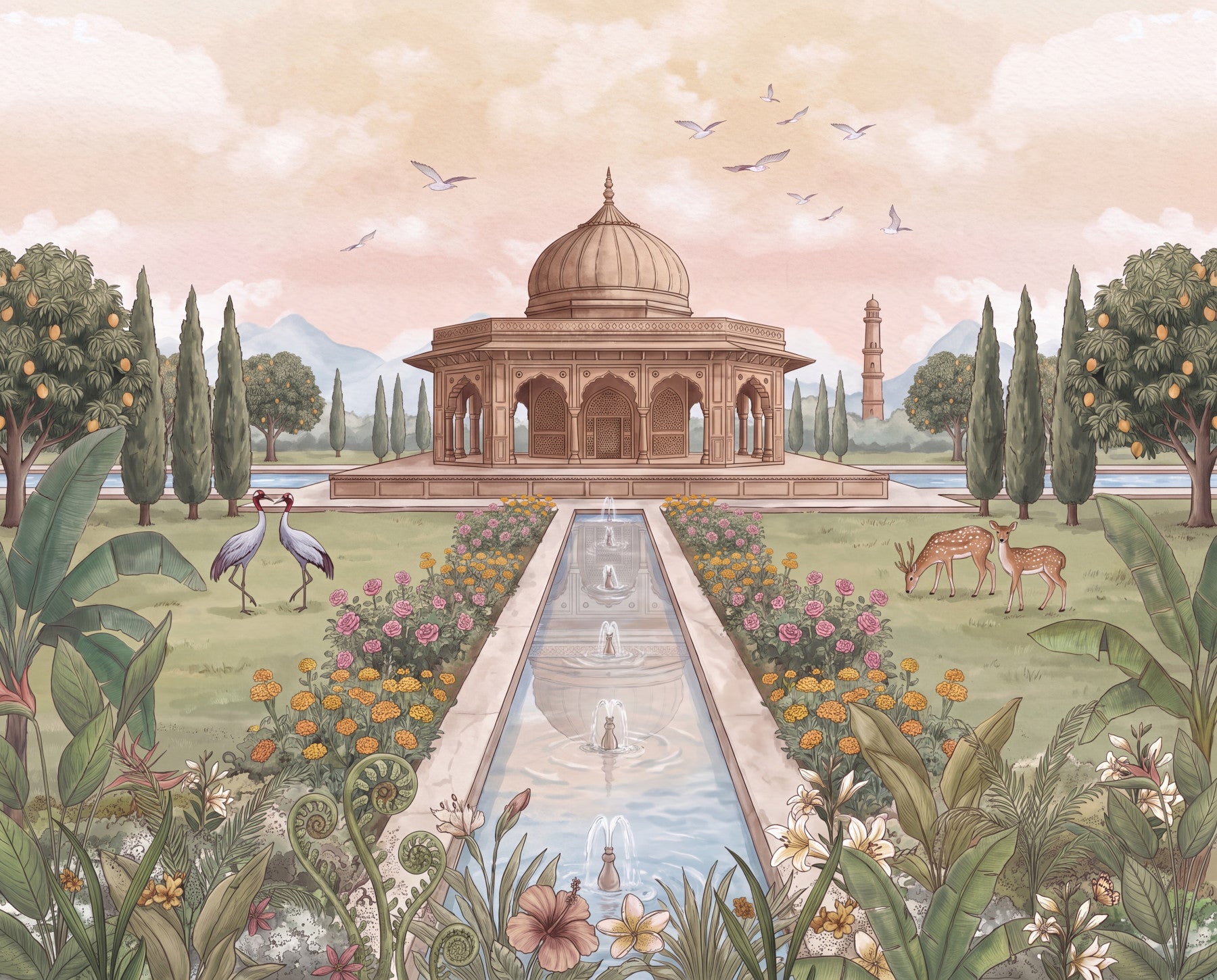 Baradari Bagh Royale Wall Mural in your room — zoomed