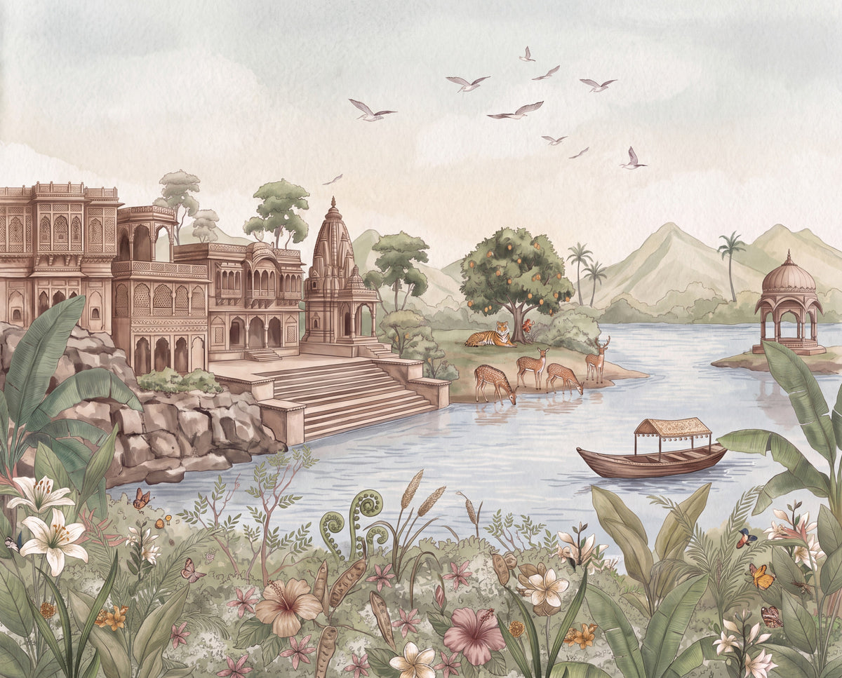 Haveli Ghat Wall Mural in your room — zoomed