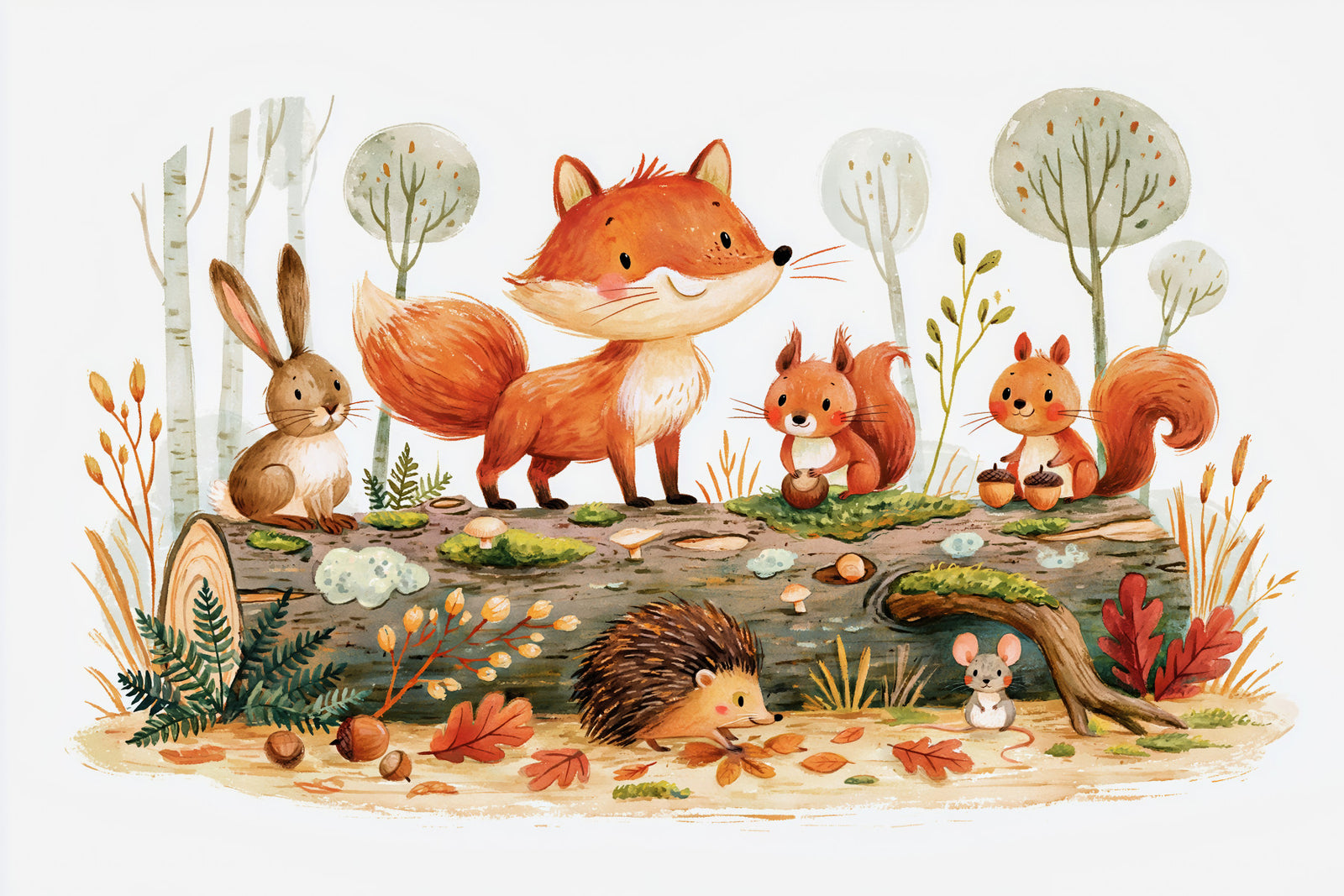 Forest Friends Autumnal Woodland Gathering Wall Mural in your room