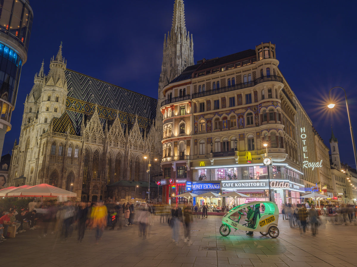 Gothic Architecture and Modern Nightlife Wall Mural in your room — zoomed