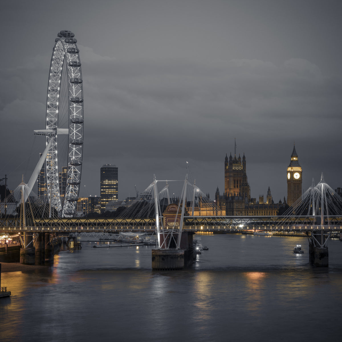 Riverside London Night Landmark Wall Mural in your room