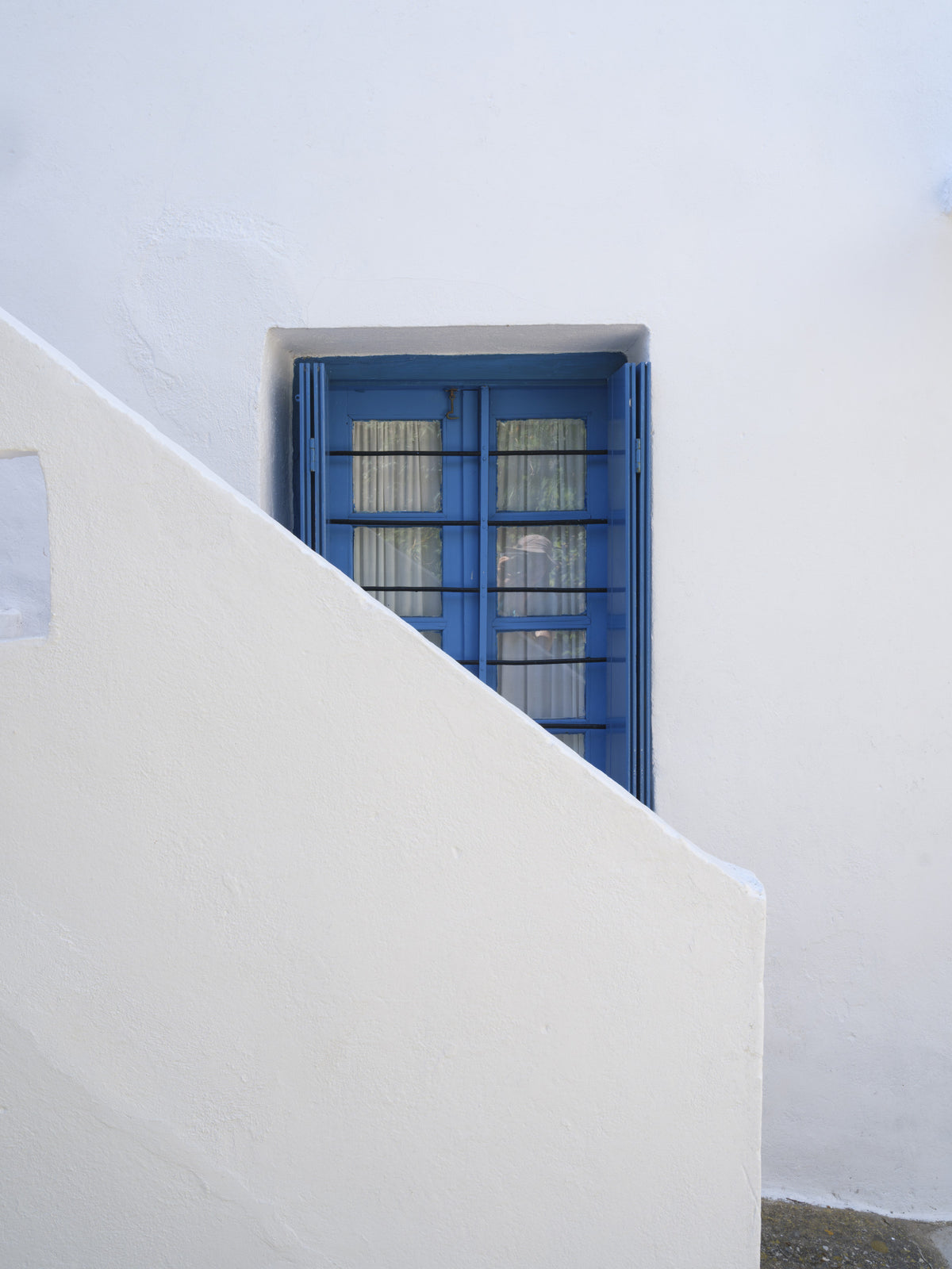 Minimalist Mediterranean Plaster and Shutter Wall Mural in your room — zoomed