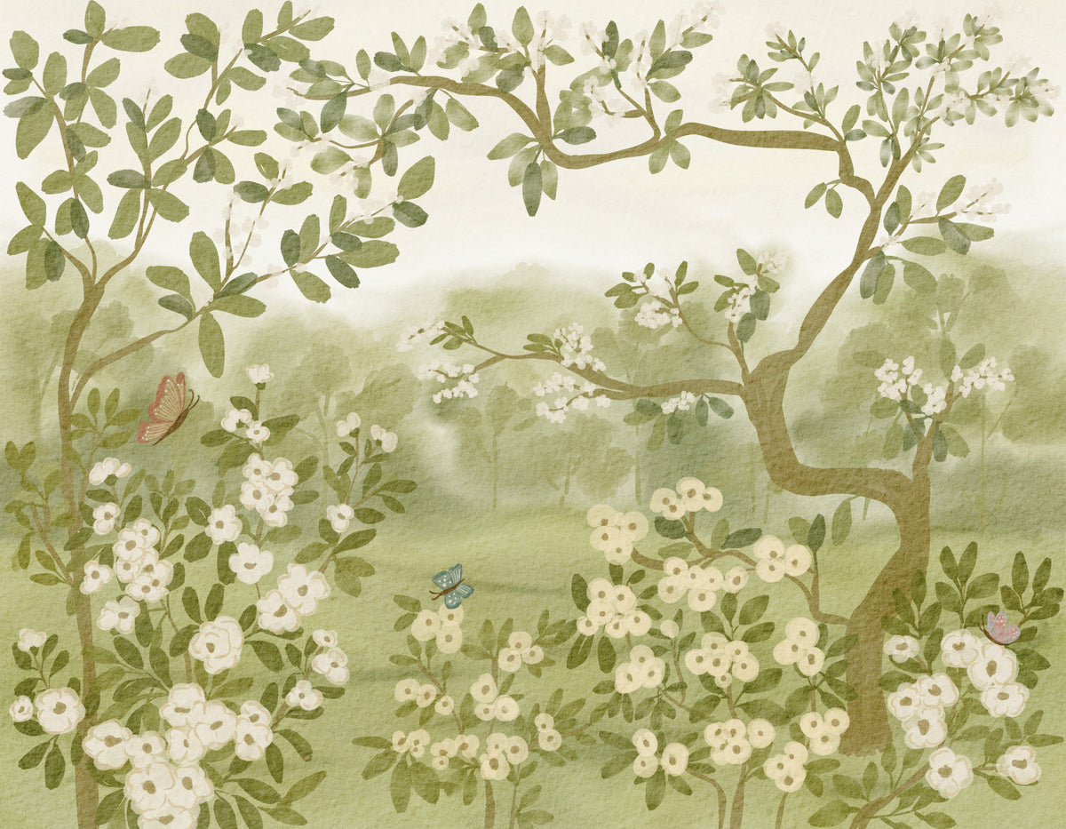 Dreamy Meadow Floral Mural Wall Mural in your room — zoomed