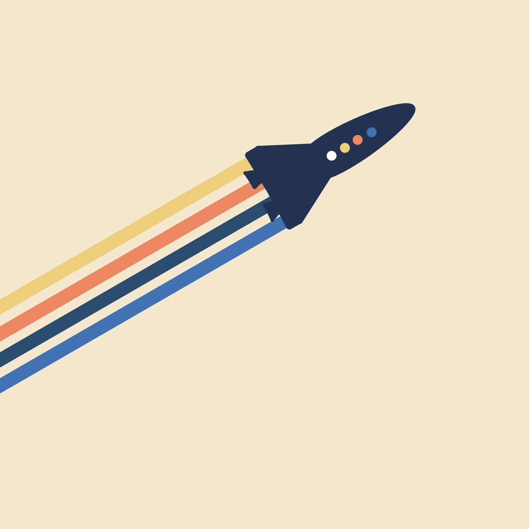 Retro Rocket Blast Off Space Wall Mural